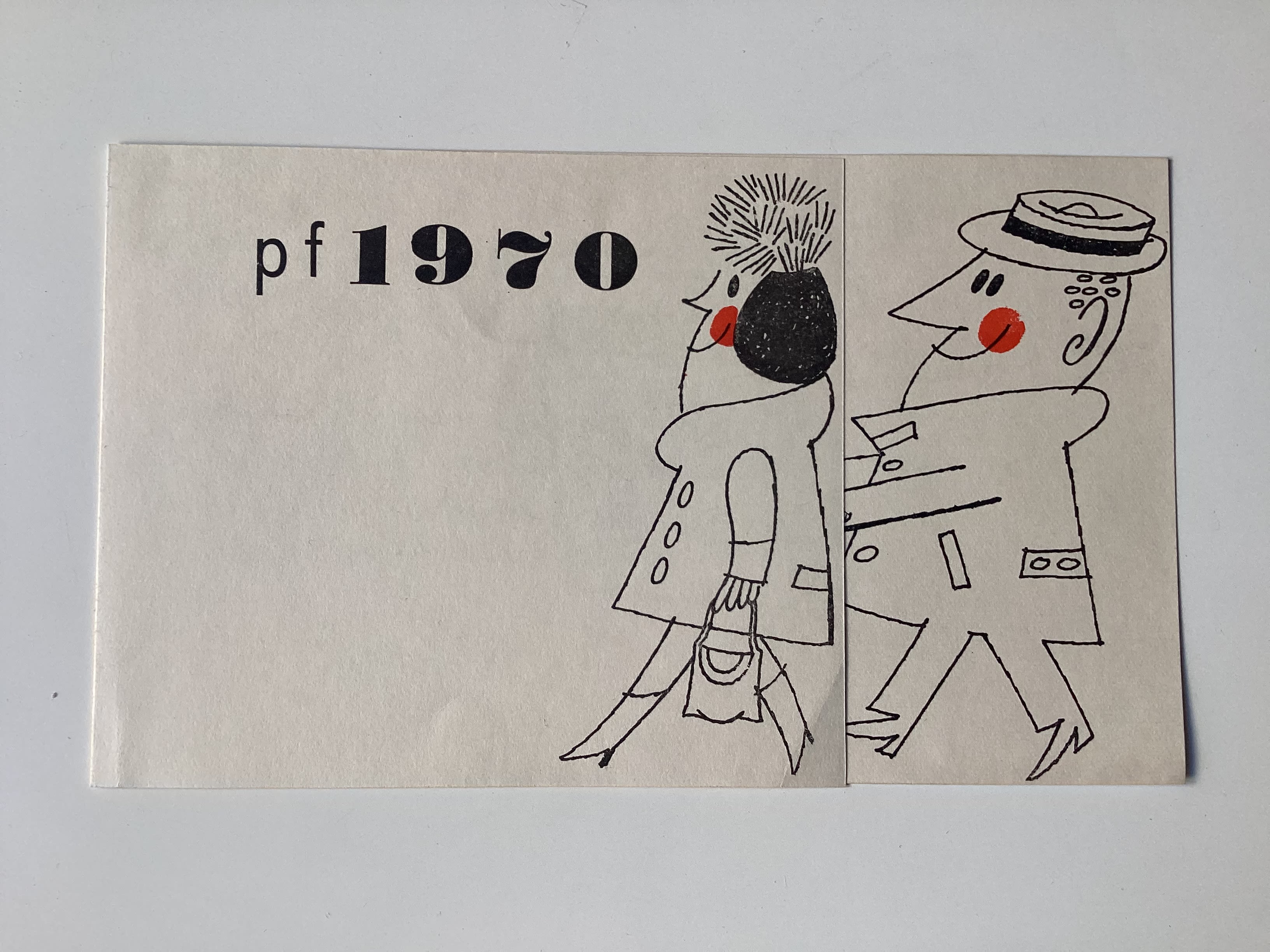 Czech postcard from 1969 featuring cartoon of a couple